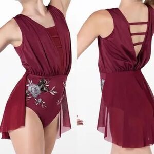 WEISSMAN custom solo Dance Costume burgundy red Boardwalks SH12517 XLA adult